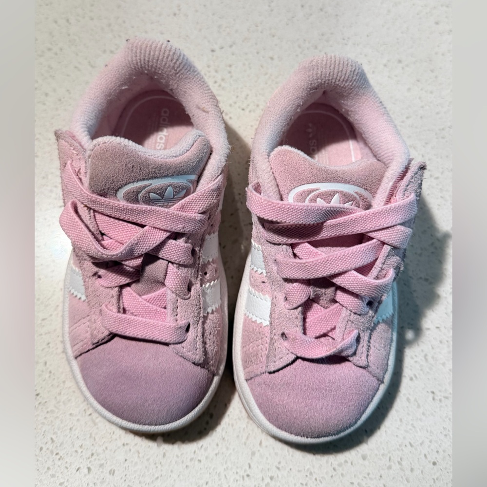 Adidas Kids Light Pink and White Sneakers